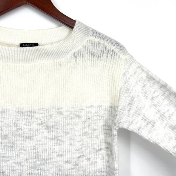 Talbots Womens Size Small Petite White Gray Sweater Blouse Shirt Top Christmas - Picture 4 of 8